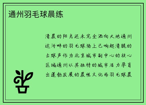 通州羽毛球晨练