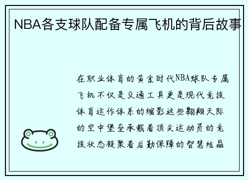 NBA各支球队配备专属飞机的背后故事